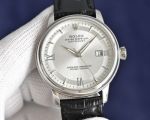 Rolex Datejust WG Case White Silver Face 8215 Movement 40mm 316L Steel 48h Leather Band Index Watch